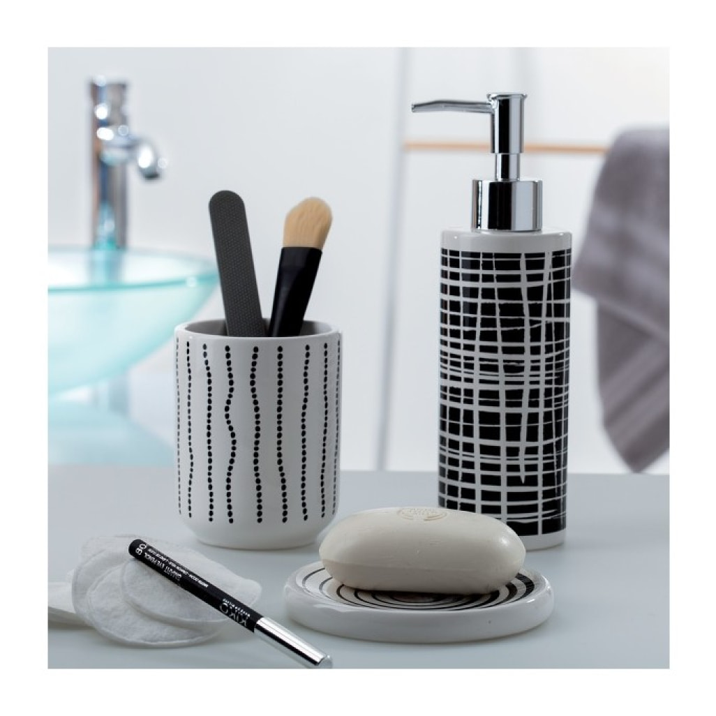 Distributeur de savon Céramique TRAIT Noir & Blanc Spirella