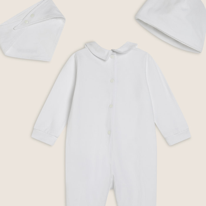 Tutina neonato con cuffia e bavaglino