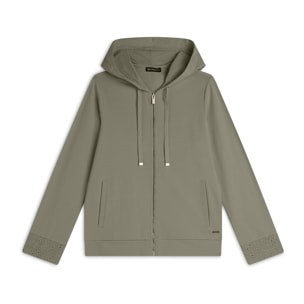 Felpa con cappuccio ricamato e zip