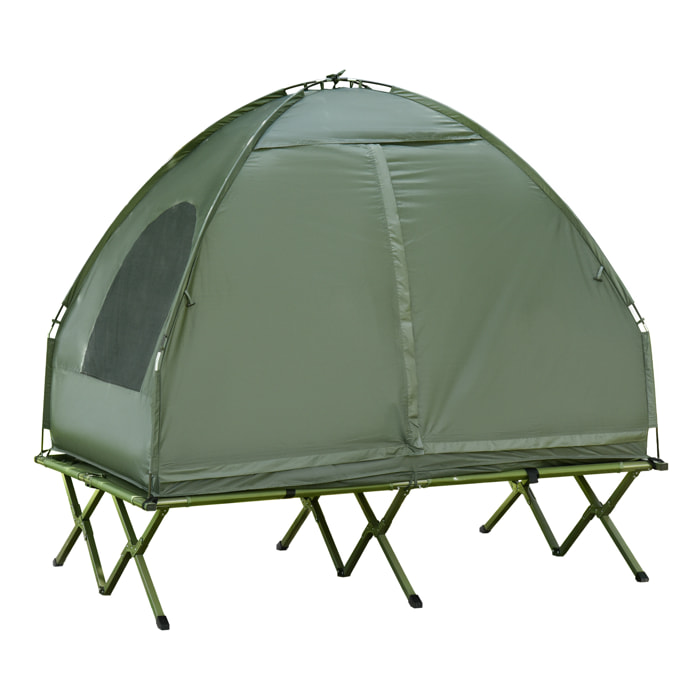 Outsunny Cama Doble de Camping Plegable con Tienda de Campaña Colchón Hinchable