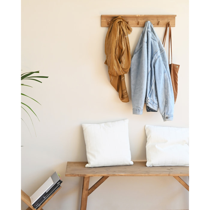 Colgador de pared de madera maciza en tono roble oscuro de 61x10cm Alto: 9.5 Largo: 61 Ancho: 5.5