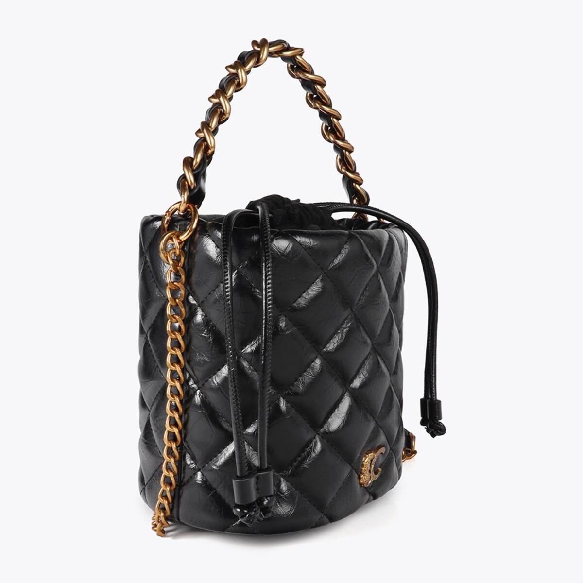 Borsa a Secchiello Trapuntata con Logo LC Leopardo