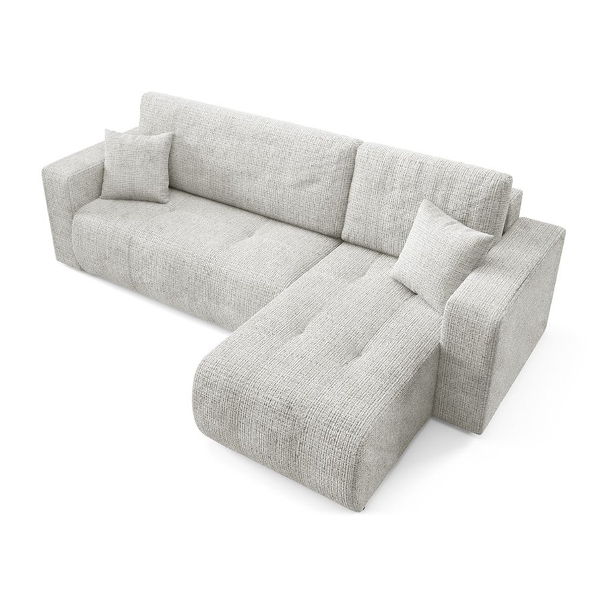 AURORE - Canapé d'angle droit 3 places en tissu texturé gris