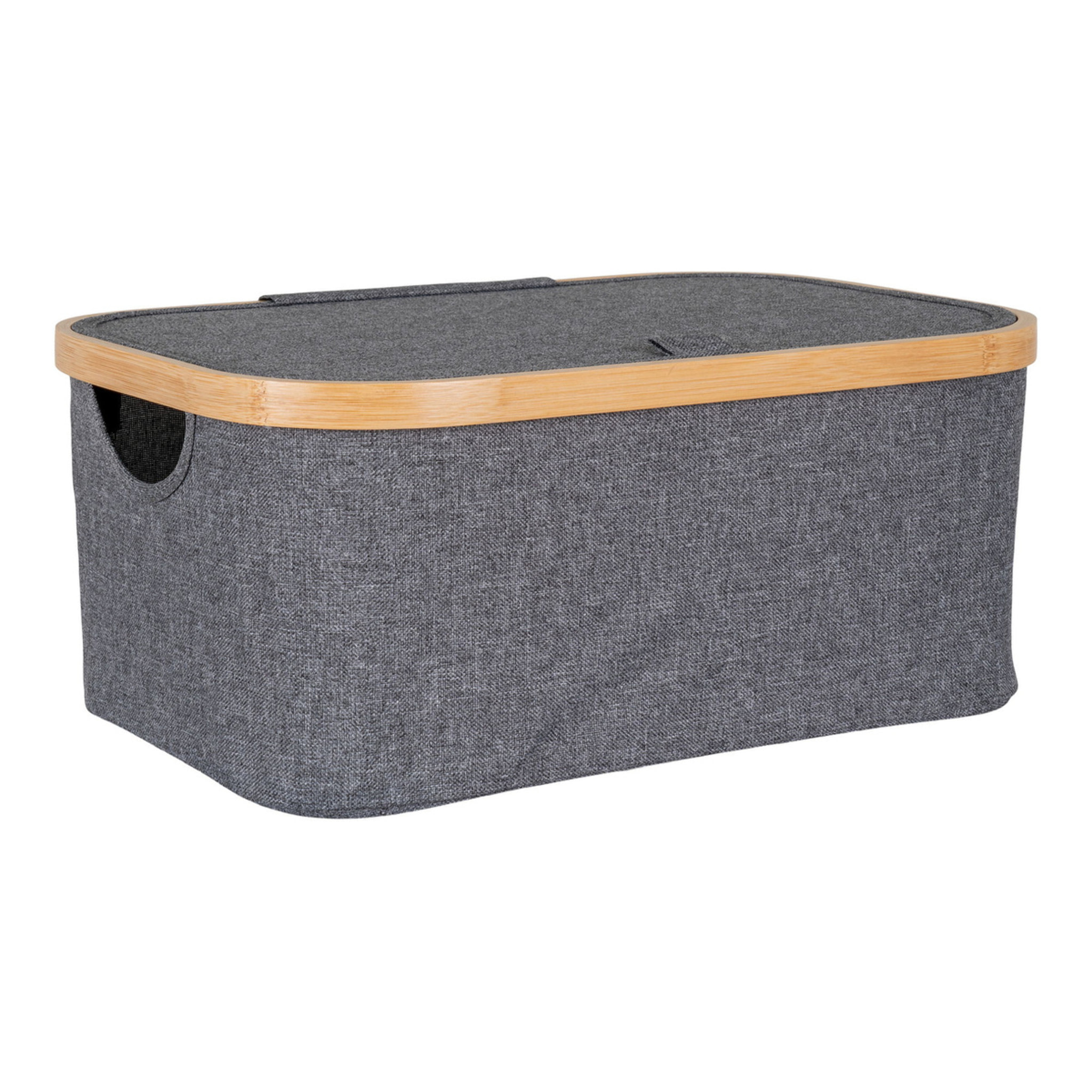 Cestino Noto in bambù e tessuto grigio scuro 38x26x16 cm