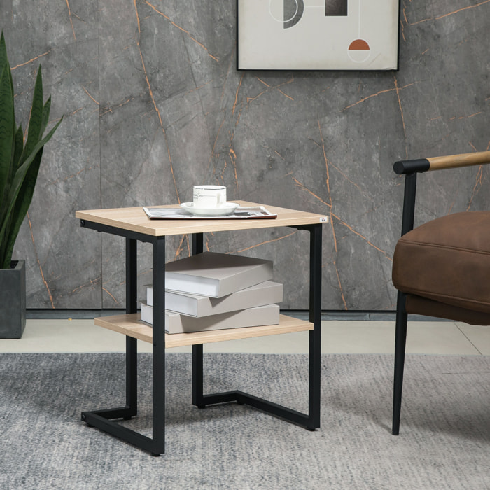 Mesa Auxiliar de 2 Estantes Mesita de Salón para Dormitorio Estudio 45x35x48 cm