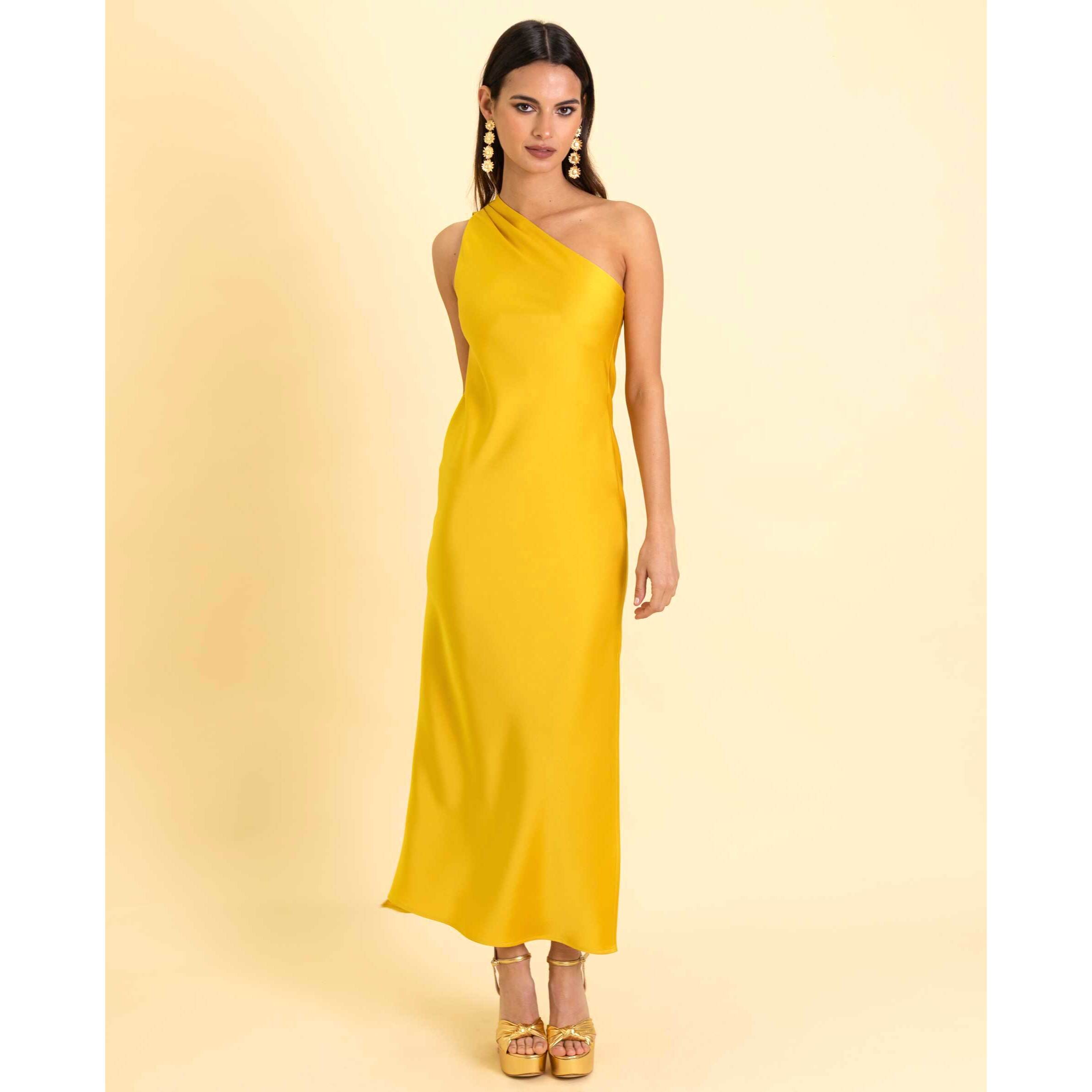 Vestido midi asimétrico con lazada