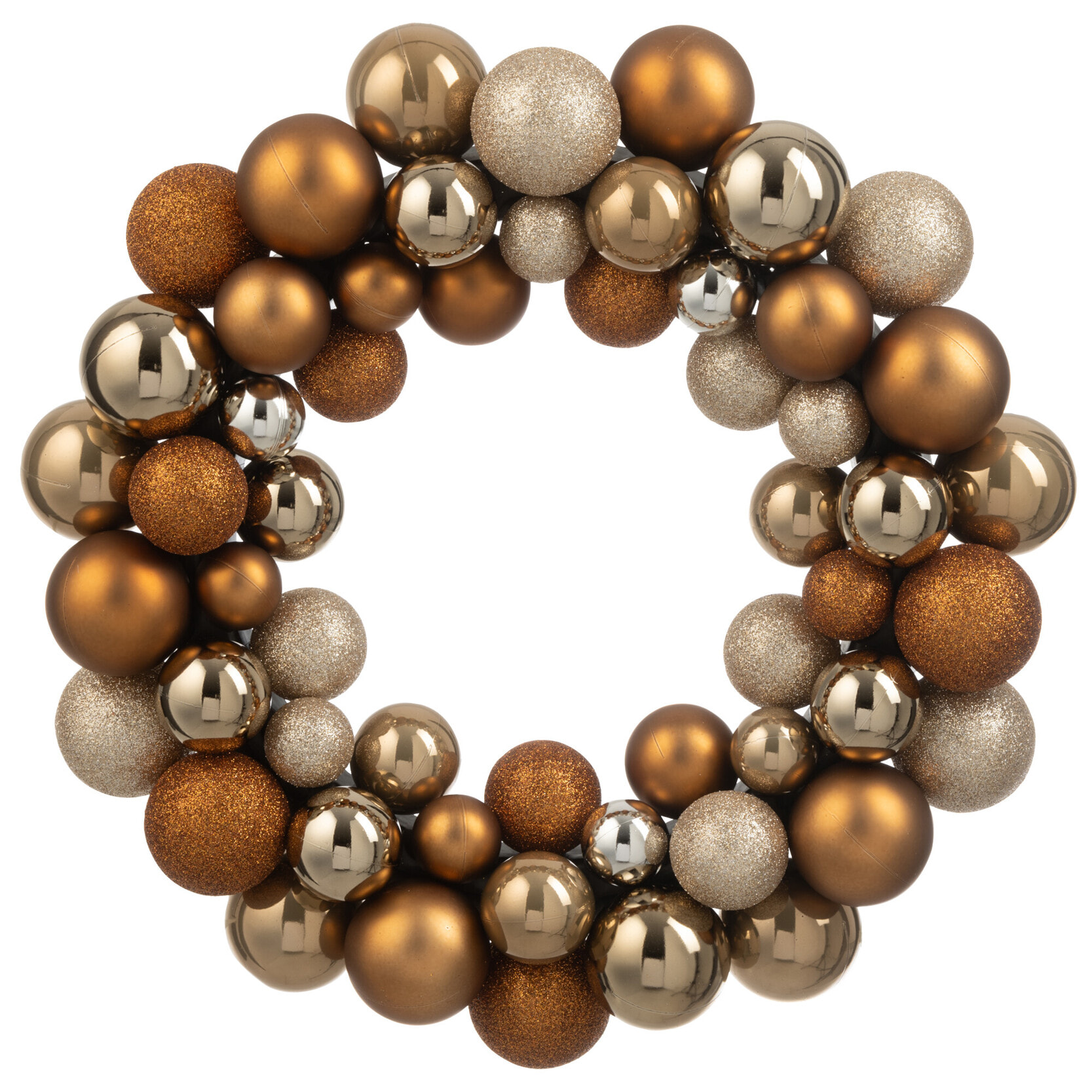 J-Line Couronne Boules De Noël Plastique Marron