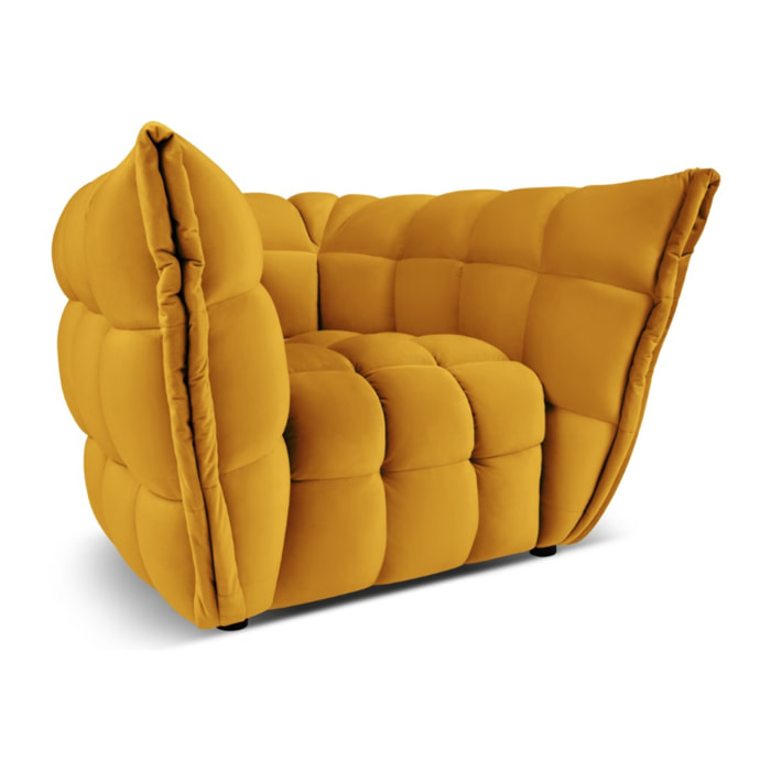 Fauteuil "Cedric" en velours jaune