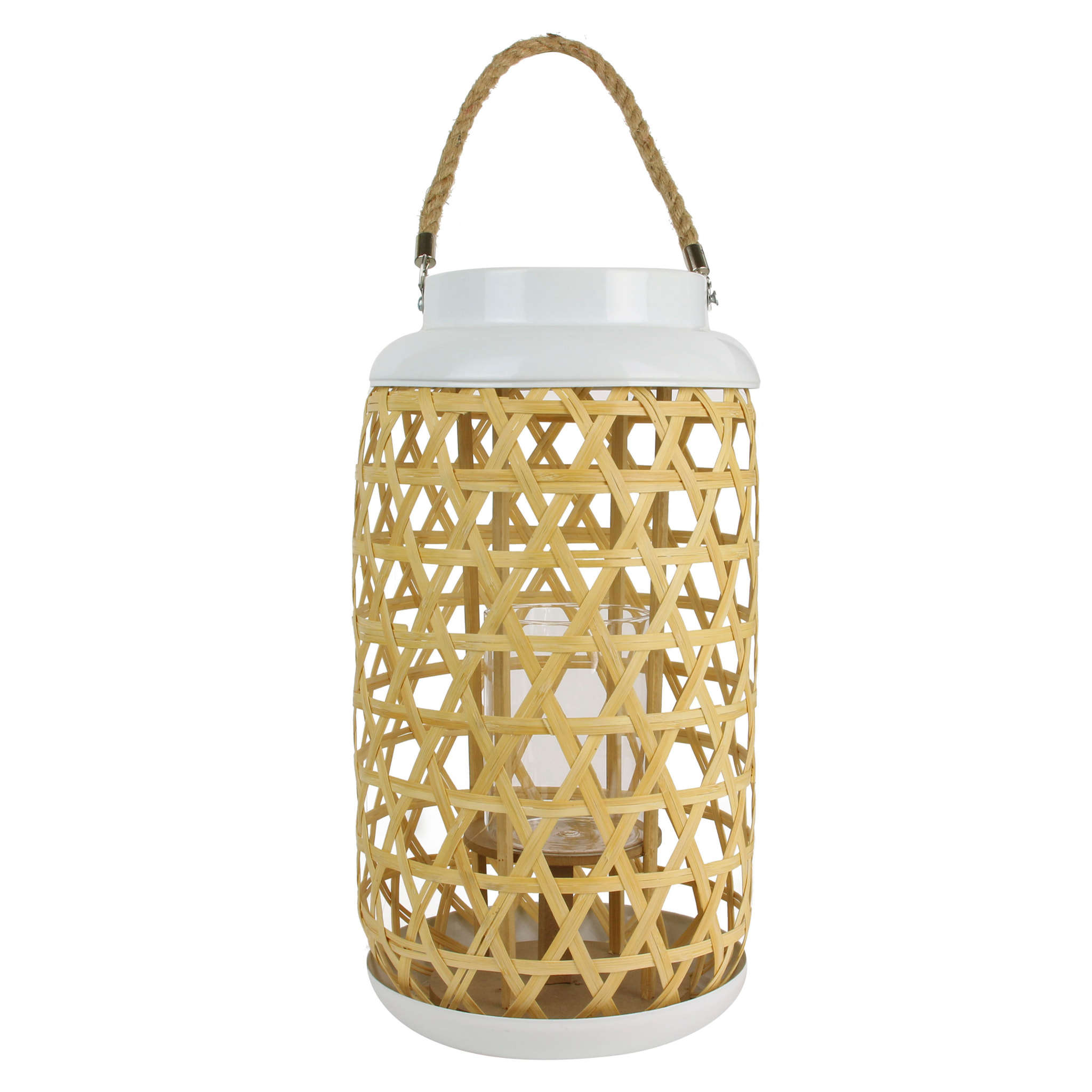 Lanterne Tressee Blanc H38.5cm