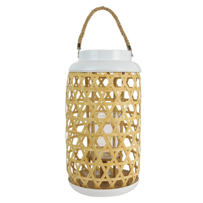 Lanterne Tressee Blanc H38.5cm