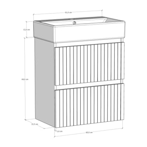 ENSEMBLE DE SALLE DE BAIN ZEL | MEUBLE SUSPENDU | 60 CM NOIR | DEUX TIROIRS | LAVABO ENCASTRÉ | MIROIR NON INCLUS | MEUBLE MONTÉ | ALDAY