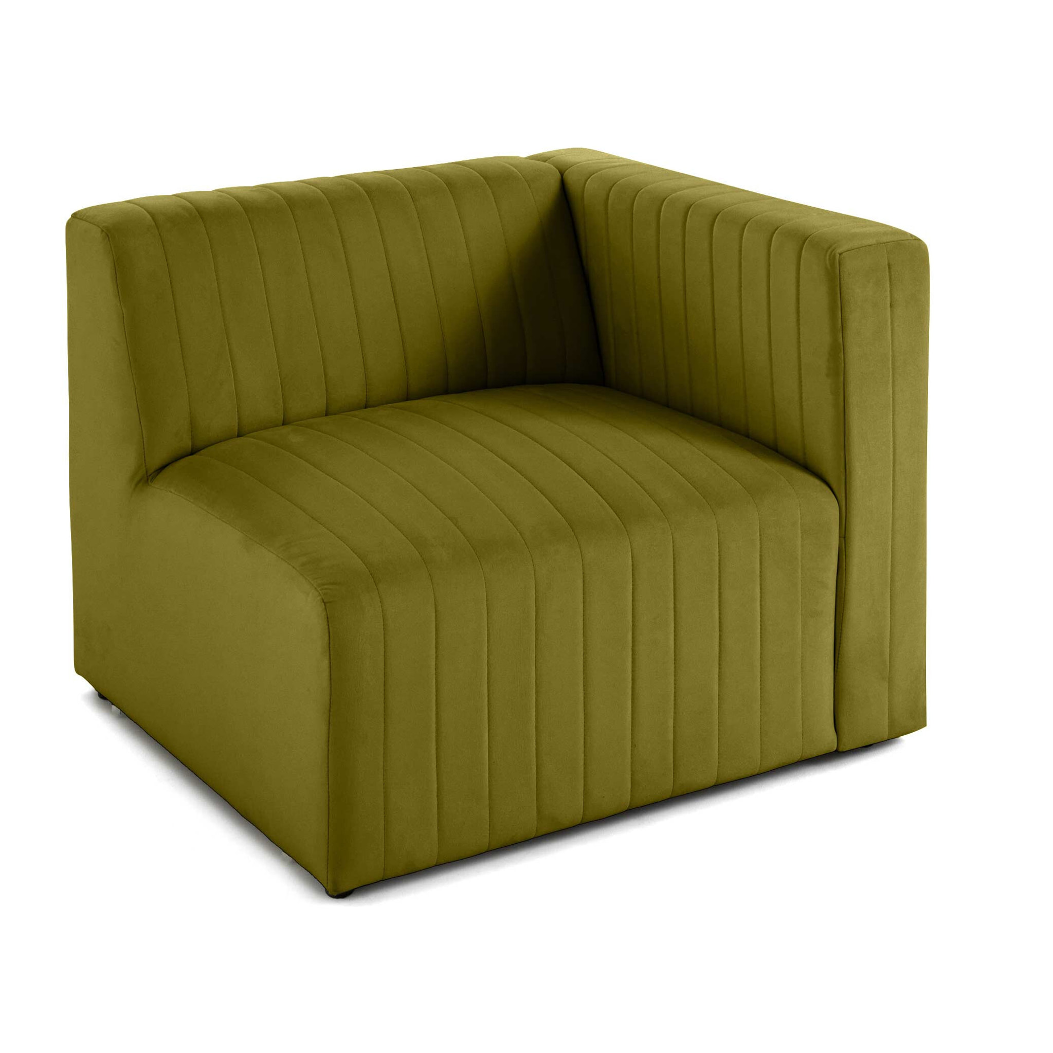 Nova - module d'assise droit - en velours - Vert Olive
