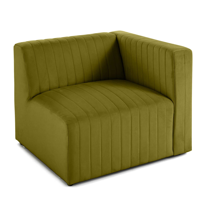 Nova - module d'assise droit - en velours - Vert Olive