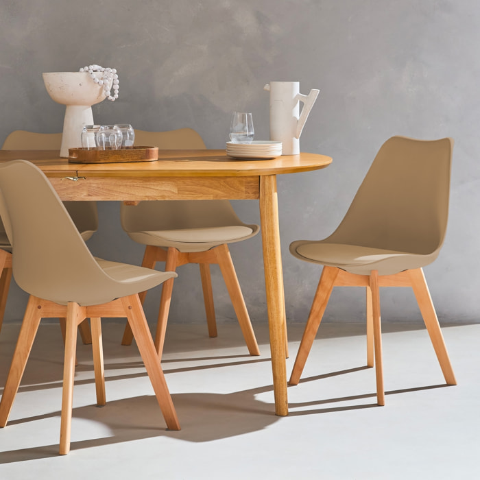 Lot de 4 chaises scandinaves. pieds bois de hêtre. chaise 1 place. cappucinno