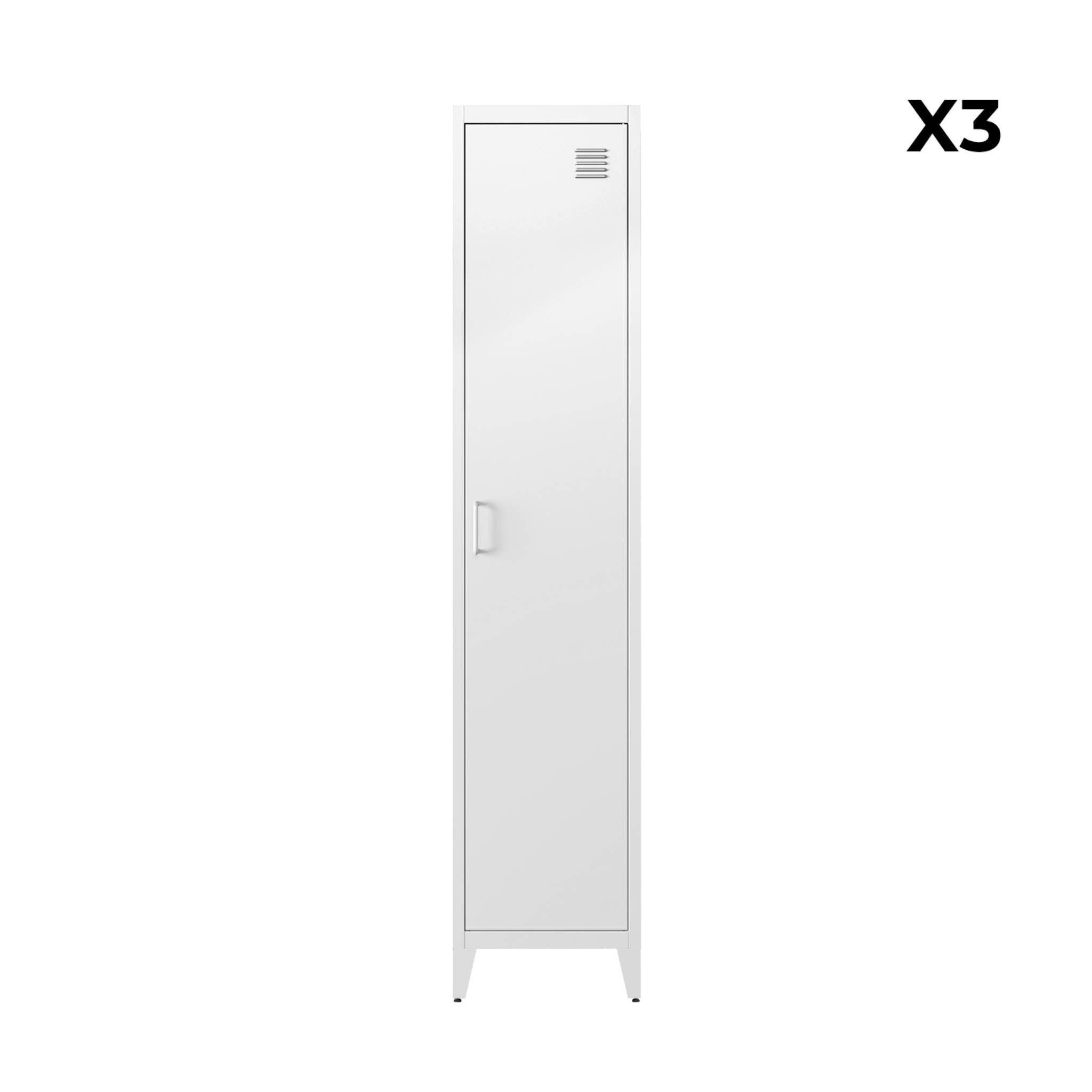 Armoire chambre en acier blanche. 4 espaces de rangement. casier. L 180 x l 38 x H 38cm