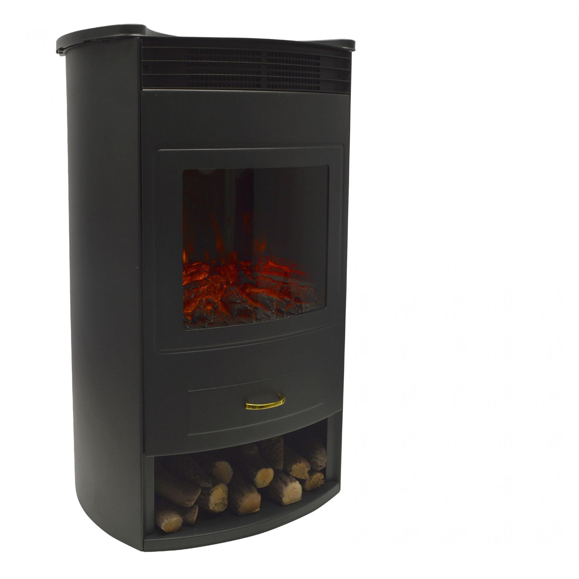Poêle électrique en acier noir de 2000W