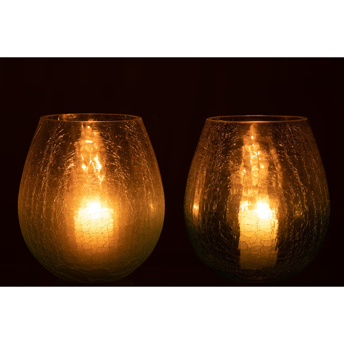 J-Line photophore Boule Craquele - verre - bleu - small - 2 pcs