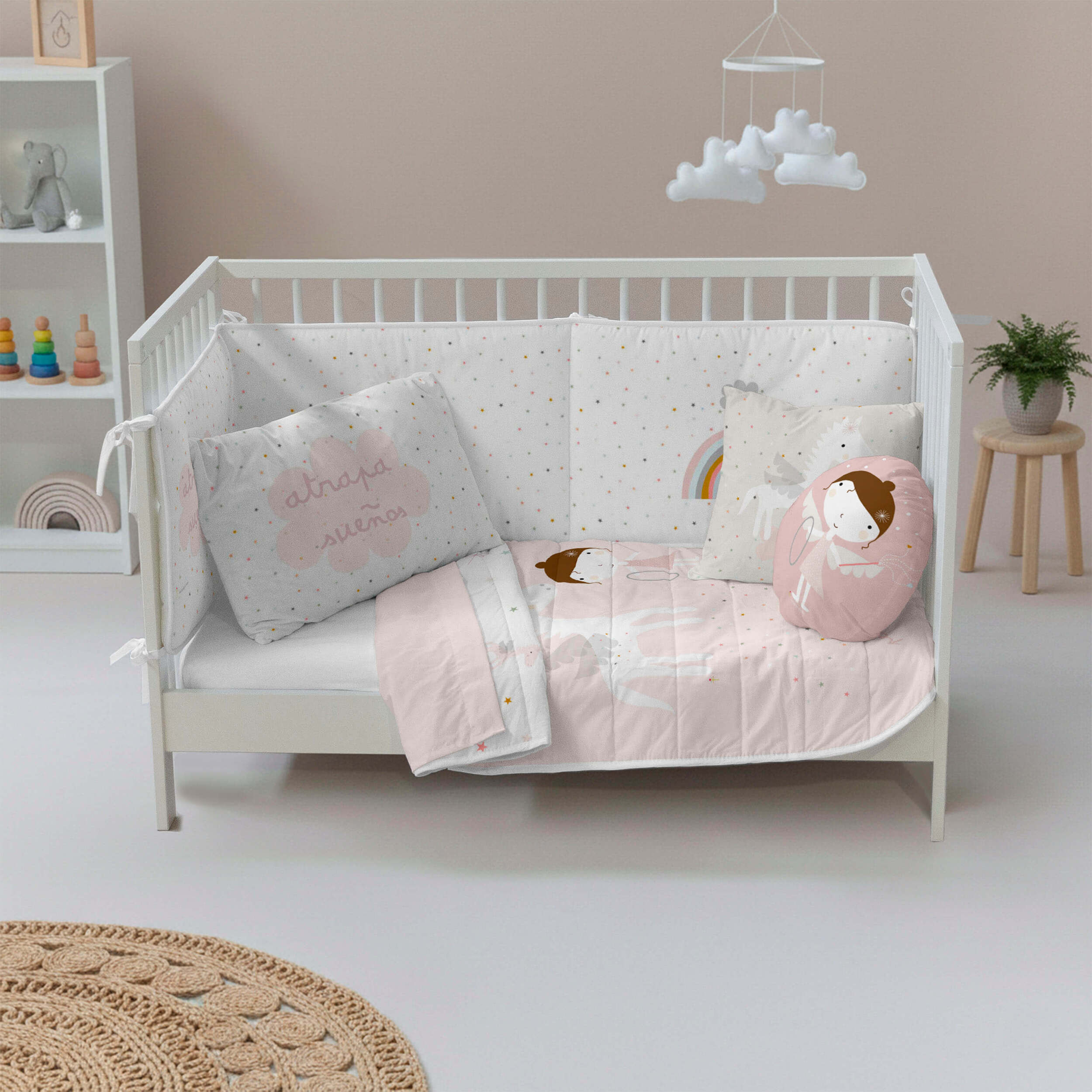 Colcha Bouti Estampada - Reversible - Infantil - 100% Algodón - Cuna - Pegaso Mágico