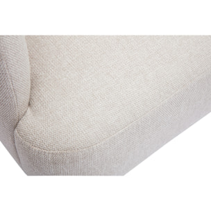 Canapé scandinave 2 places en tissu effet velours texturé beige et bois clair ISKO