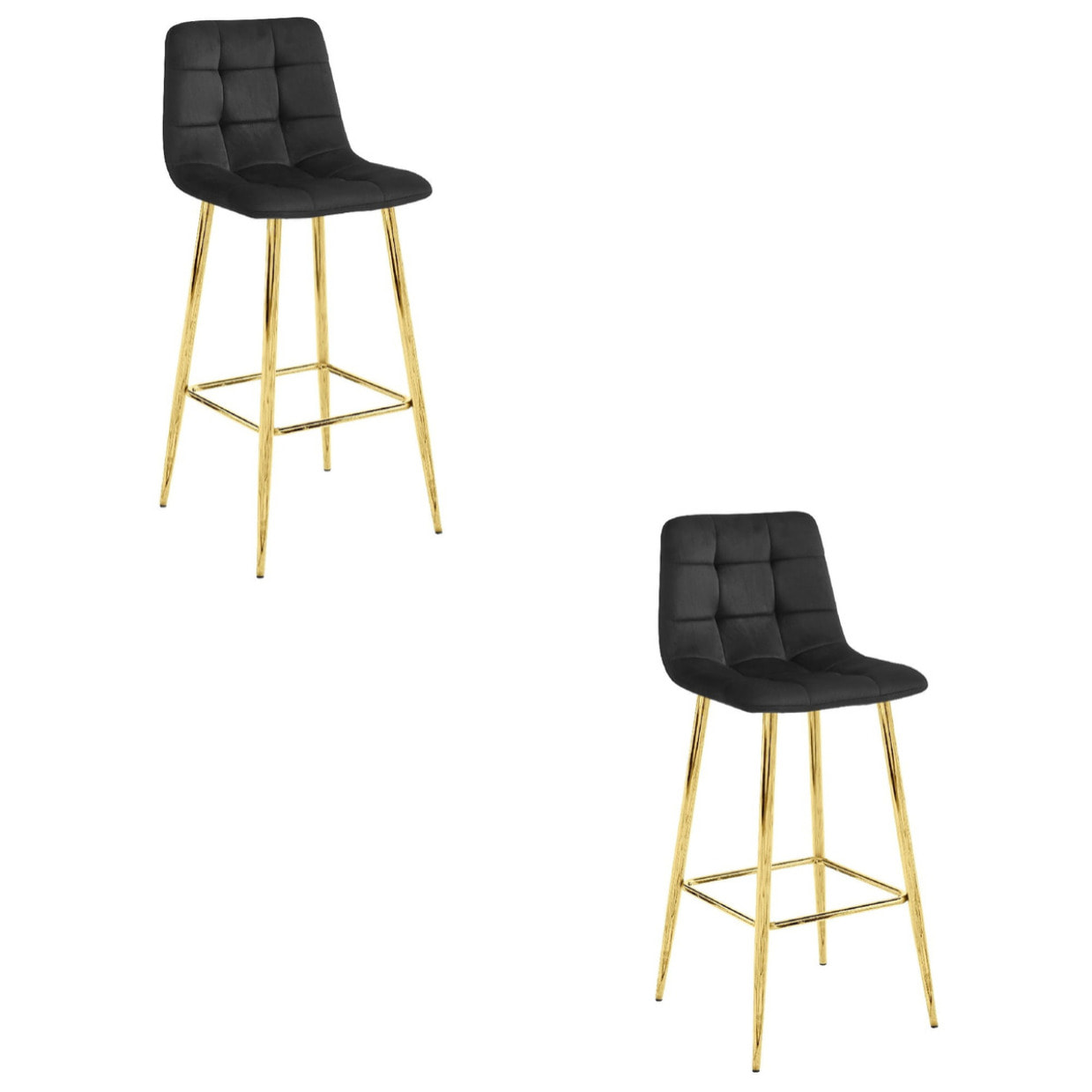 Set di 2 sgabelli da bar Arceto in velluto nero e oro