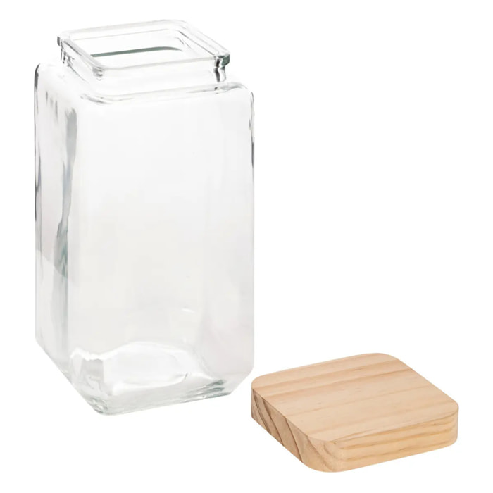Bocal verre carré couvercle pin "Pin" 2L