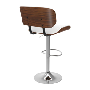 Chaise de bar réglable en PU blanc 65/86 cm - Melchior