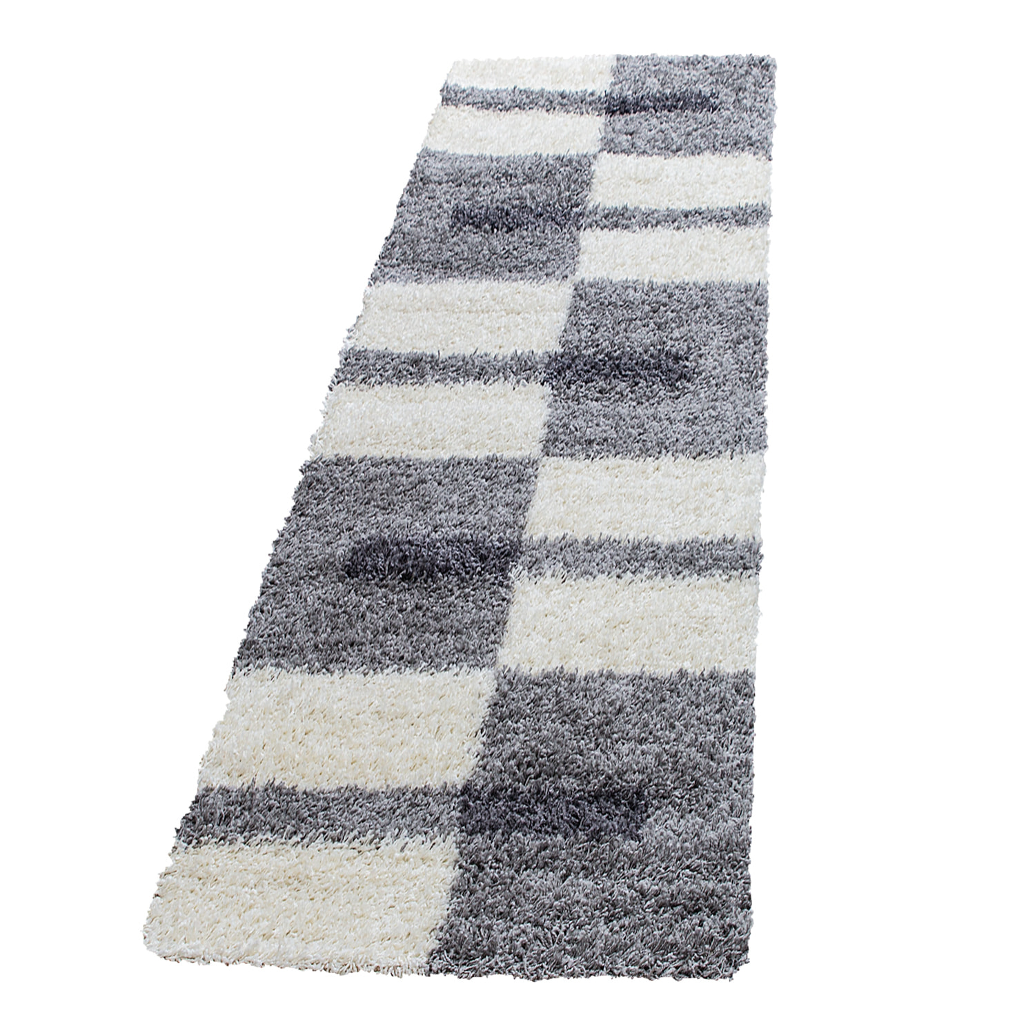 GALA - Tapis shaggy à poils longs motif géométrique gris clair