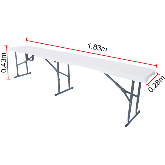 Banc pliant en métal "Foldy" - 183 x 29 x 42 cm - Blanc