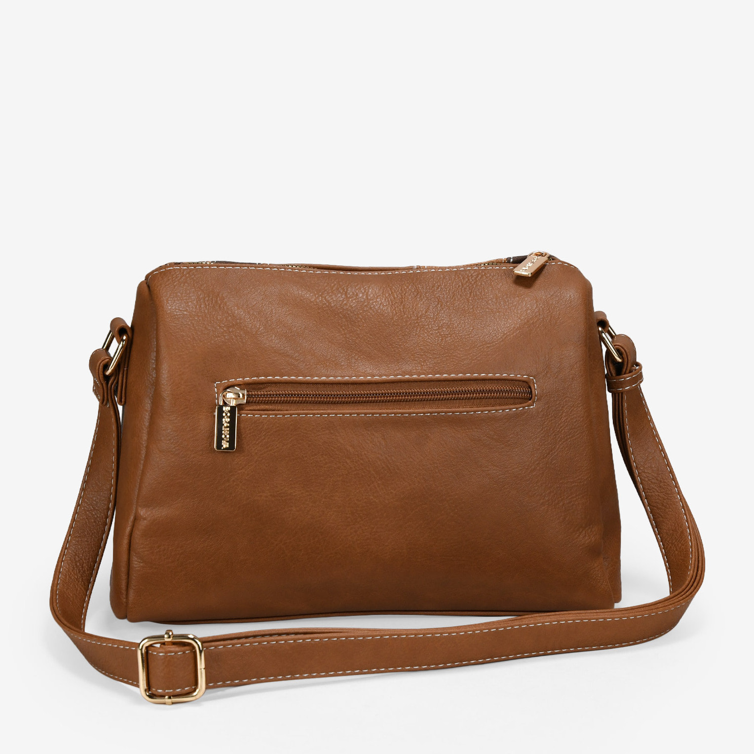 Bolso bandolera cuero con cremallera y tachas