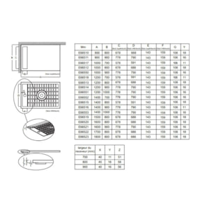 Receveur de douche antidérapant 100 x 80 Flight Neus rectangle blanc + bonde + capot