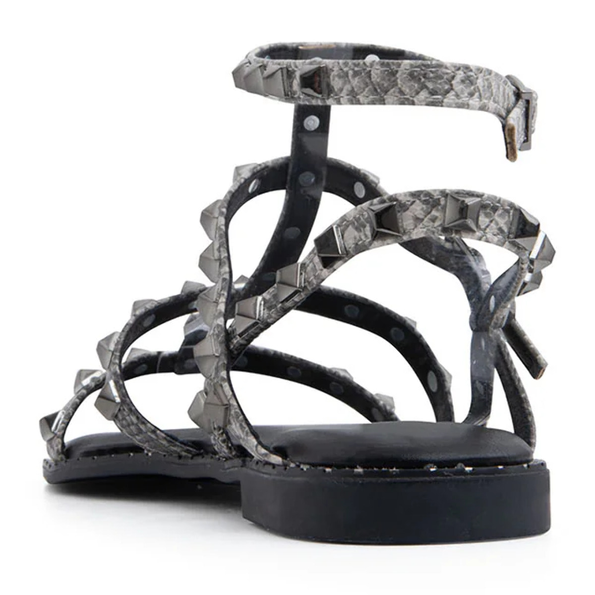 Sandalo flat con pietre noir - NERO
