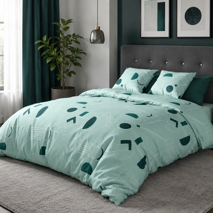 Parure housse de couette 3pcs avec taies oreiller 100%microfibre 60gsm hawak