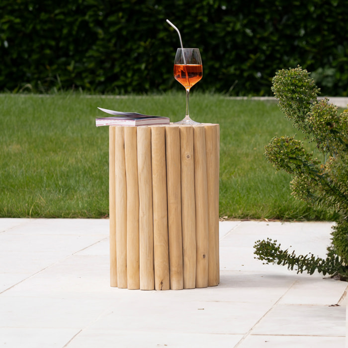 Table d'appoint de jardin ronde  en rondins de teck D30 cm - Imani