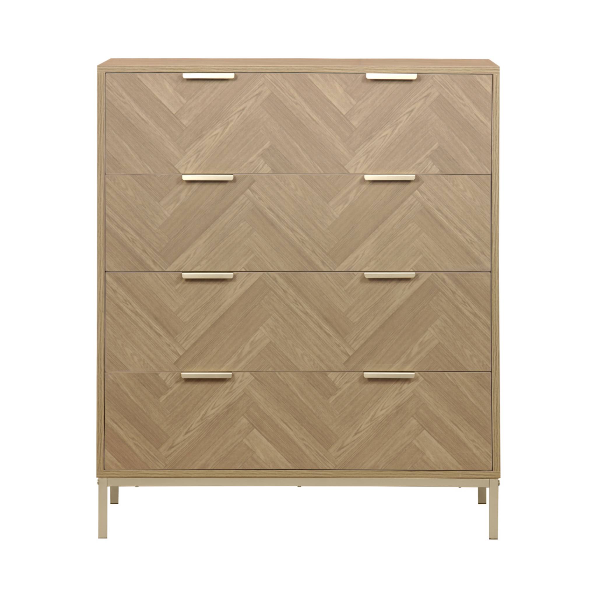 Commode Budapest. quatre tiroirs. décor chevrons L 80 x l 40 x H 95cm