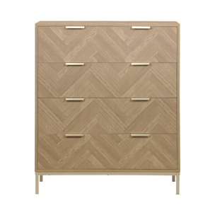 Commode Budapest. quatre tiroirs. décor chevrons L 80 x l 40 x H 95cm