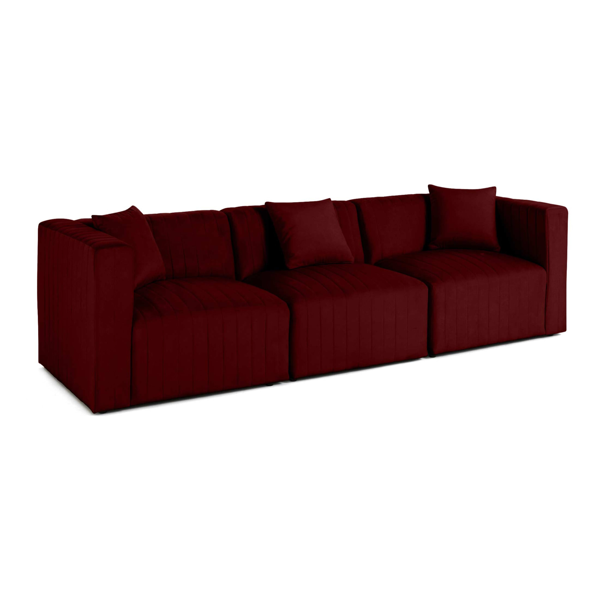 Nova - canapé modulable 3 places - en velours - Rouge