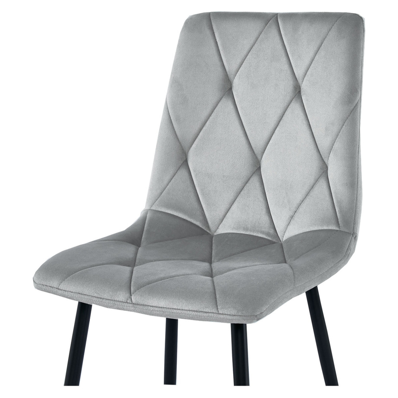 Sedia Libra in Velluto Grigio Argento con Gambe Nere