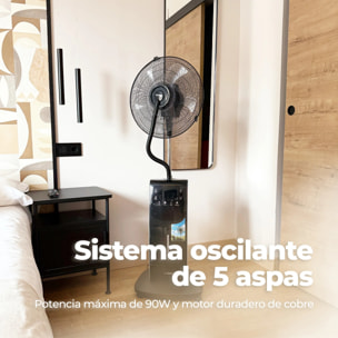 Ventilador Nebulizador EVVO con agua, 90W, 3 velocidades, mando a distancia, antimosquitos