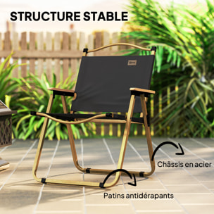 Chaise de plage camping pliante - poignée - structure acier oxford gris