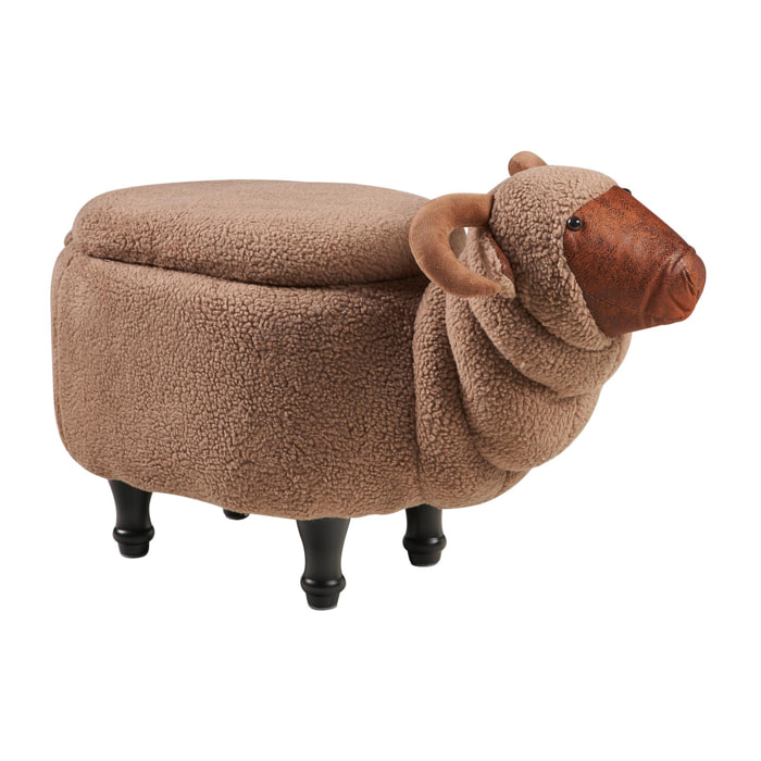 POUF IMBOTTITO PELLICCIA SINTETICA - CAPRA CON CONTENITORE - misura: 66X36X53 cm