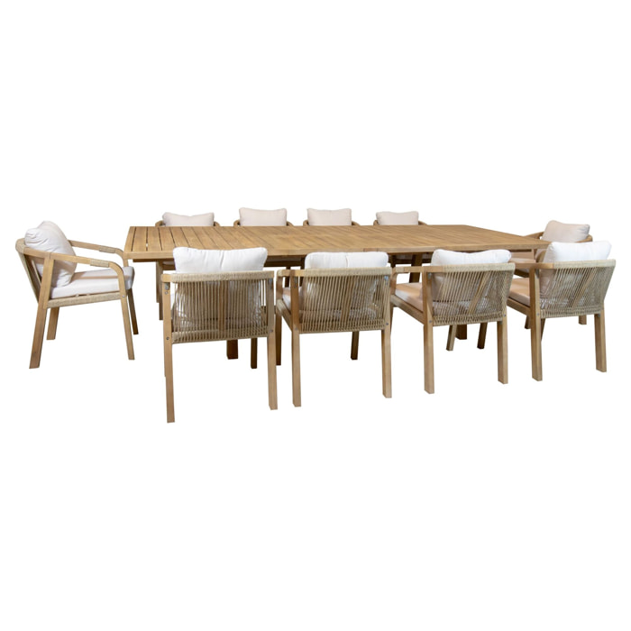 Ensemble de jardin table extensible en bois d'acacia 10 places SAONA