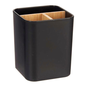 Organizzatore quadrato nero in bambù con 3 scomparti.