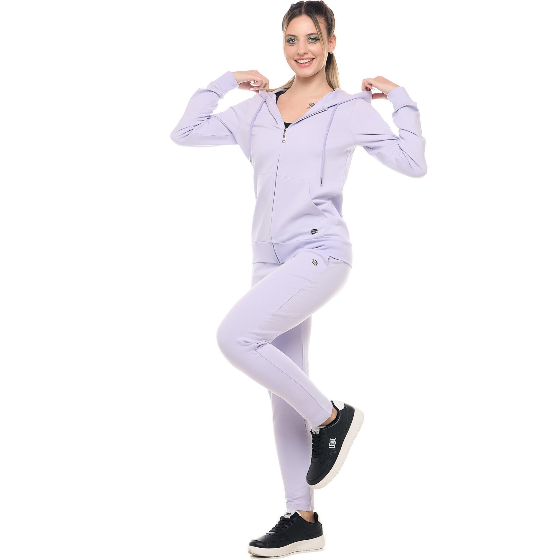 Felpa con cappuccio e zip da donna non felpata Leone Basic