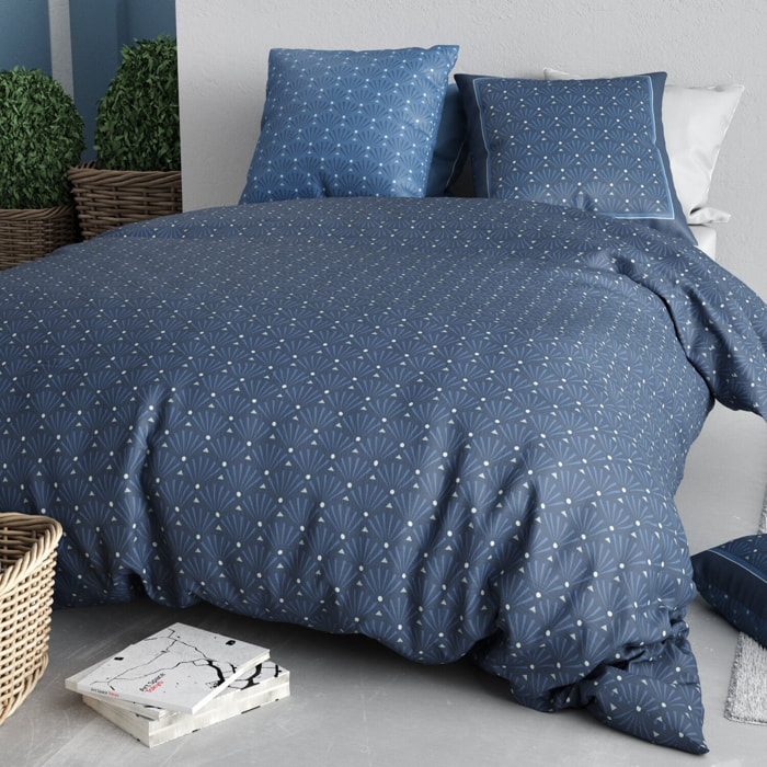 Parure housse de couette imprimé 100% coton - azura