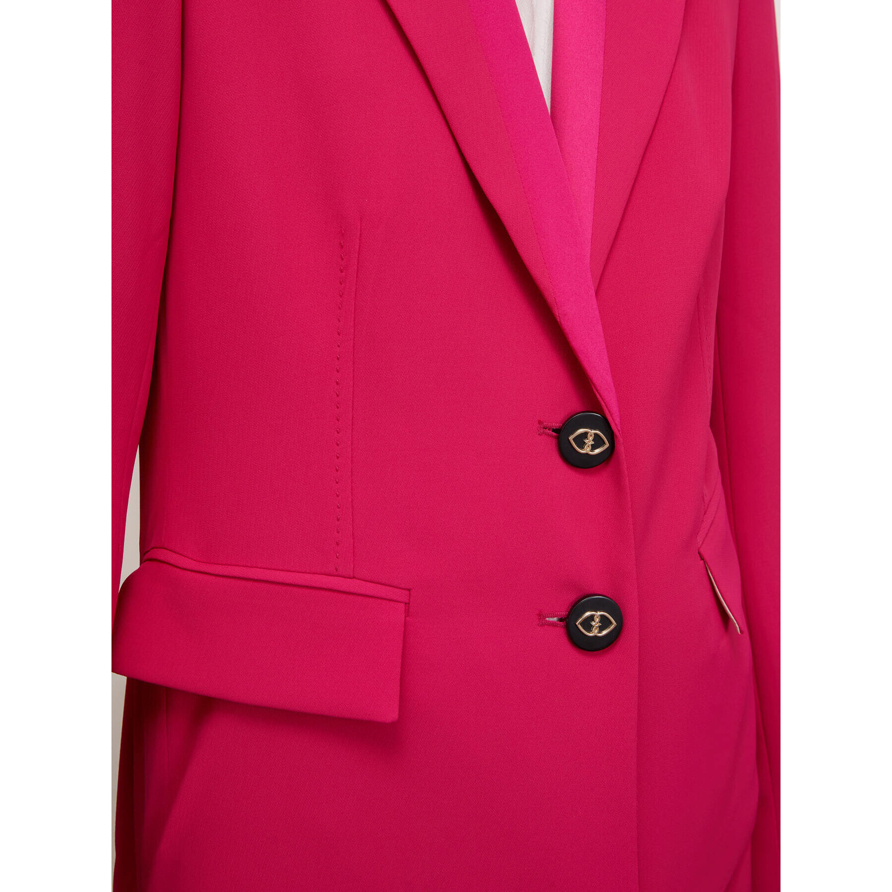 Motivi - Blazer de botonadura sencilla con inserciones de satén - Fuchsia