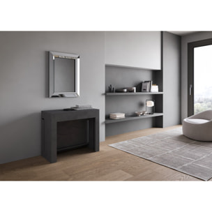 Consolle allungabile 90x42/302 cm Evolve Antracite Spatolato allunghe interne con panca inferiore e superiore