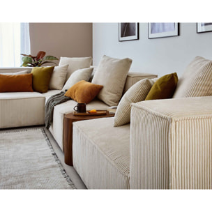 Colombine - canapé modulable d'angle gauche - 6 places - en velours côtelé - Beige