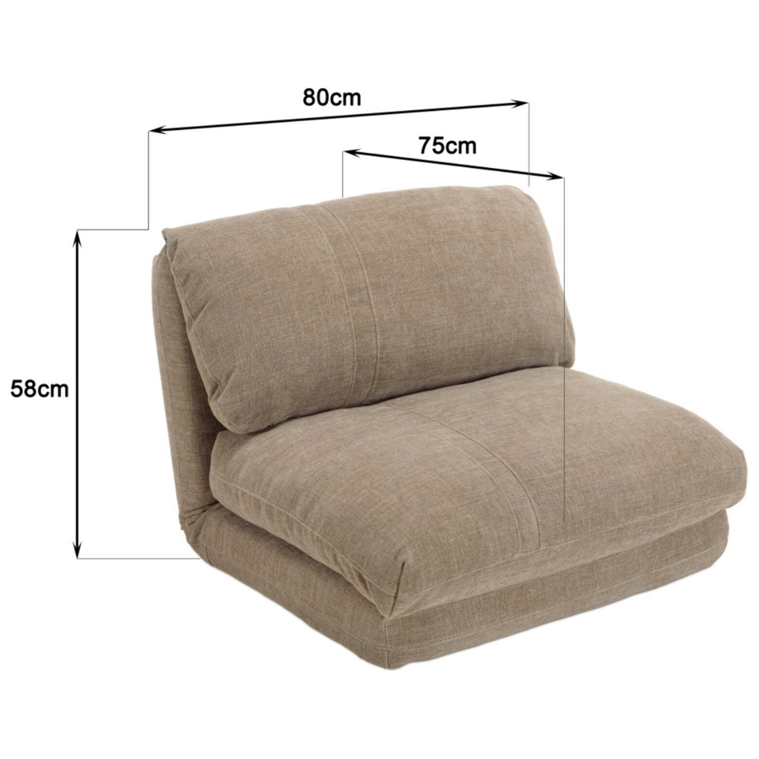 ANGELE - Chauffeuse 1 place multi-position en tissu couleur taupe