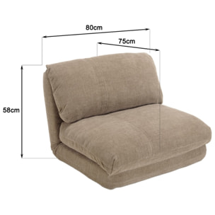 ANGELE - Chauffeuse 1 place multi-position en tissu couleur taupe