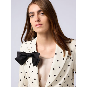 Oltre - Blazer corto a pois con fiocco - Bianco